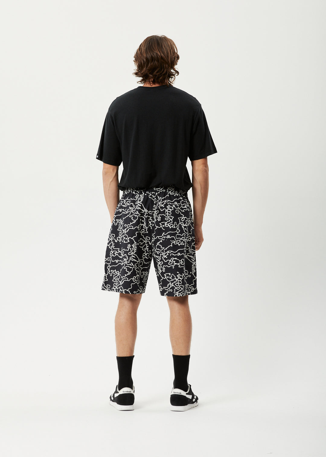 AFENDS Mens Script - Elastic Waist Shorts - Black 