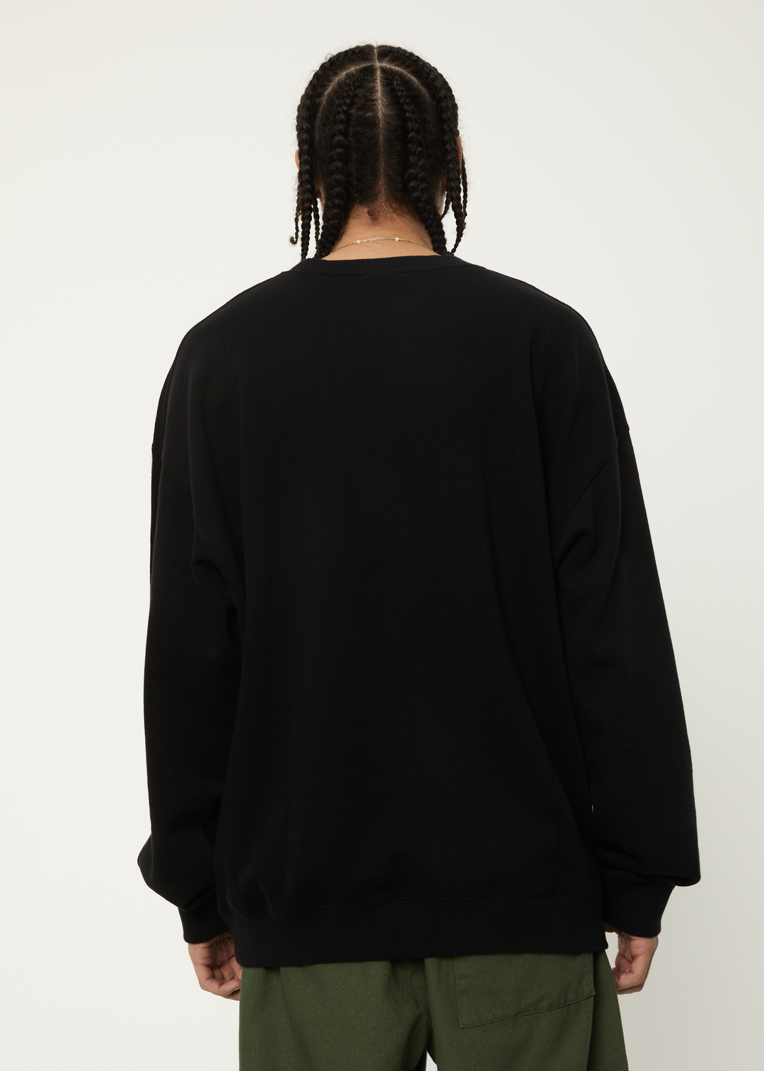 AFENDS Mens Calico - Crew Neck Jumper - Black 