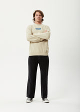 Afends Mens World - Recycled Crew Neck Jumper- Cement - Afends mens world   recycled crew neck jumper  cement 