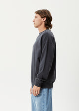 Afends Mens World - Recycled Crew Neck Jumper - Charcoal - Afends mens world   recycled crew neck jumper   charcoal 