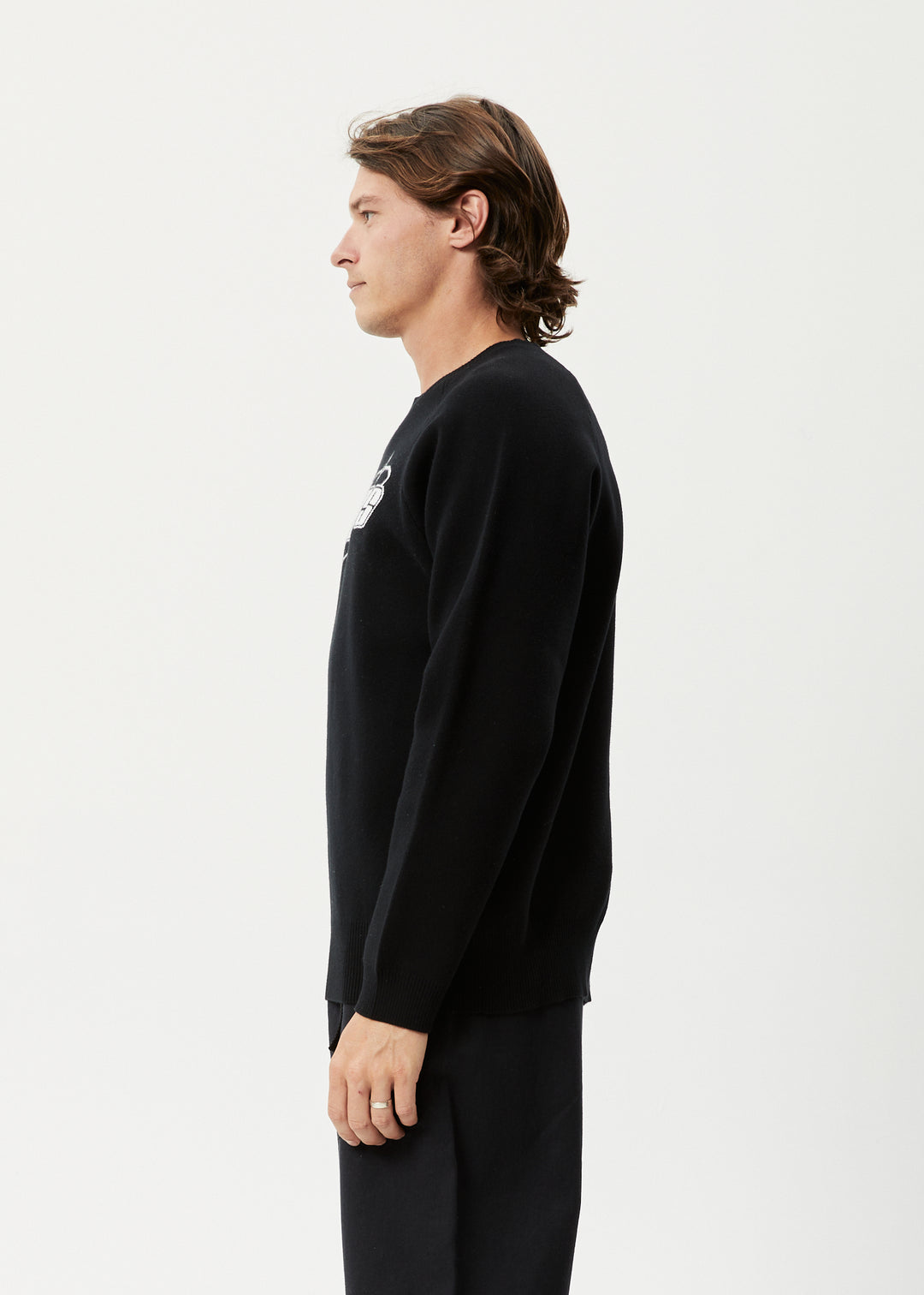 AFENDS Mens Eternal - Knit Crew Neck Jumper - Black 