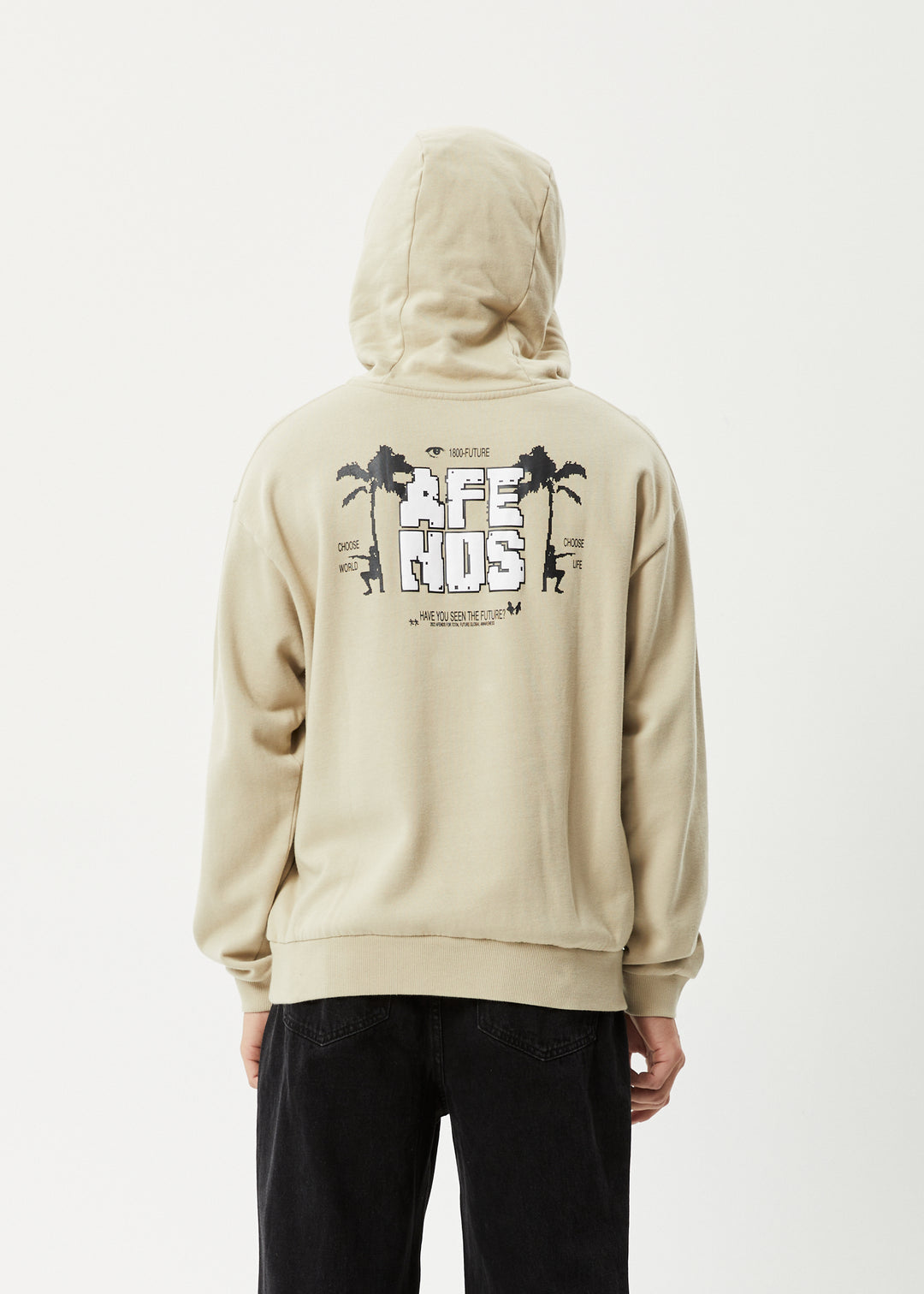 AFENDS Mens Choose Life - Hoodie - Cement 