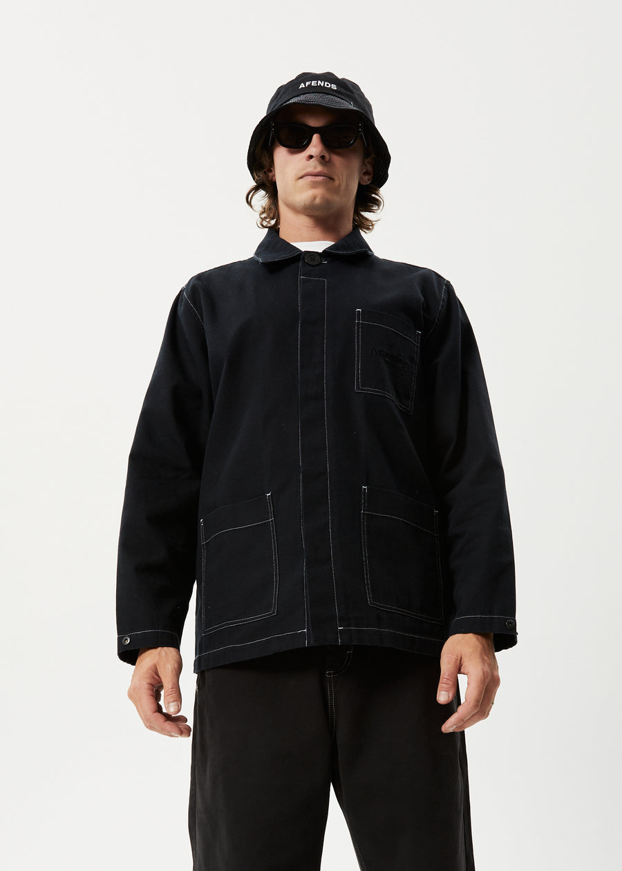 Afends Mens Diggers - Recycled Workwear Jacket - Black - Afends AU.