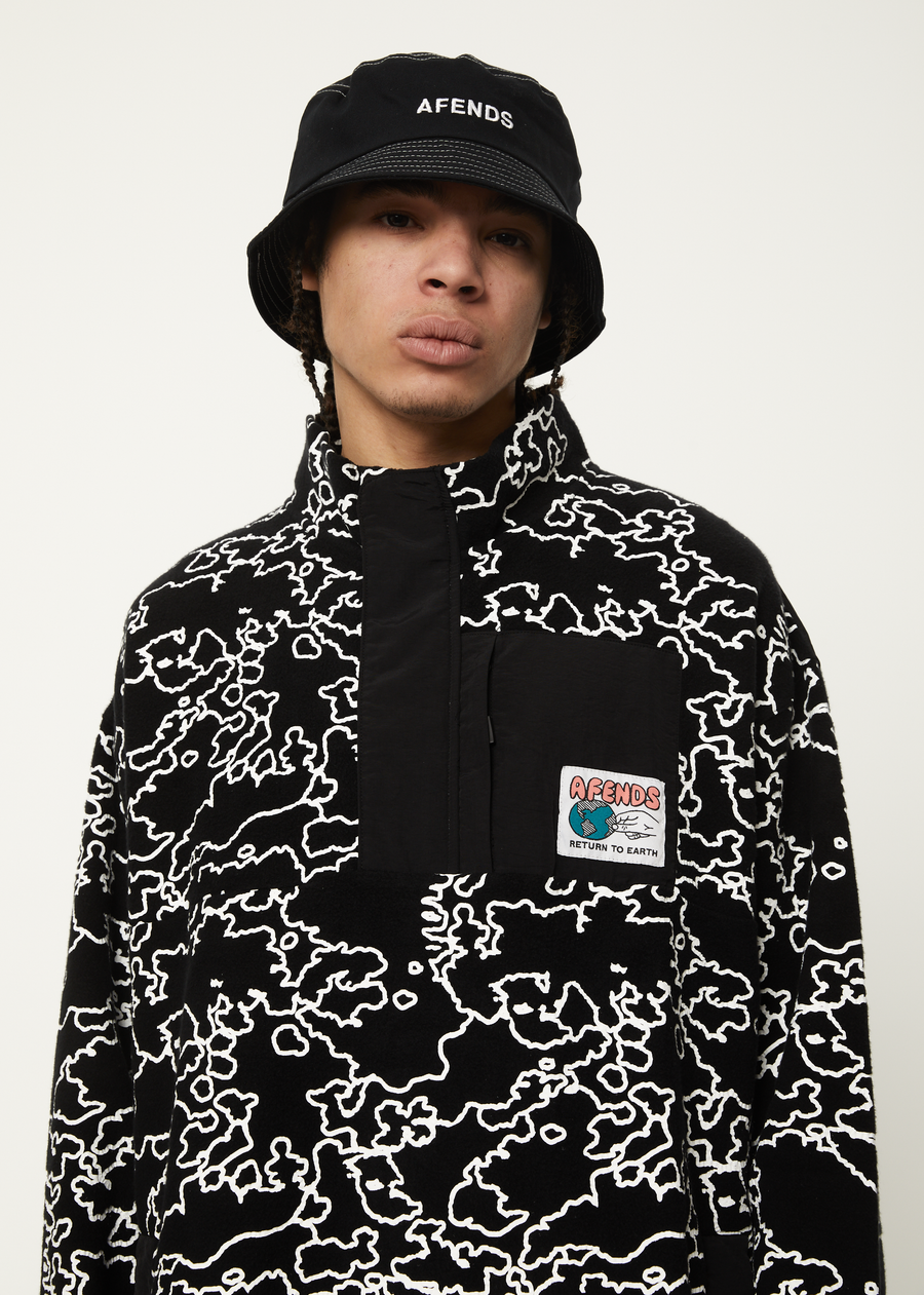 AFENDS Mens Script - Fleece Pullover - Black Camo - Afends AU.