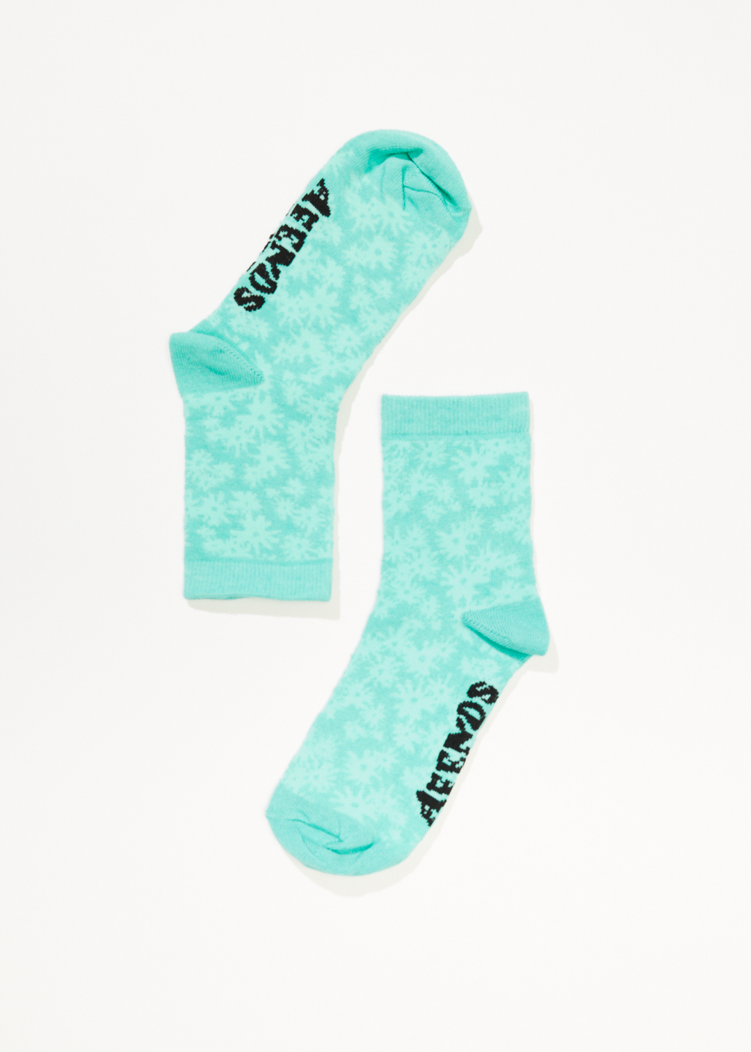 AFENDS Unisex Benny - Crew Socks - Jade Daisy A231667-JDD-OS