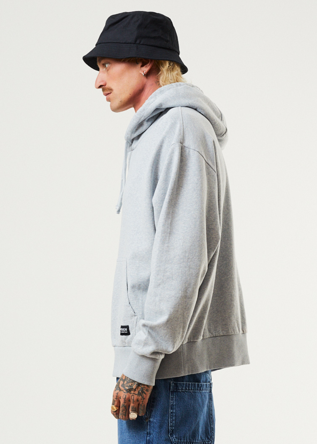 AFENDS Mens All Day - Relaxed Hoodie - Shadow Grey Marle 