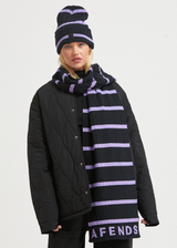 Afends Unisex Donnie - Hemp Knit Striped Scarf - Black - Afends unisex donnie   hemp knit striped scarf   black 