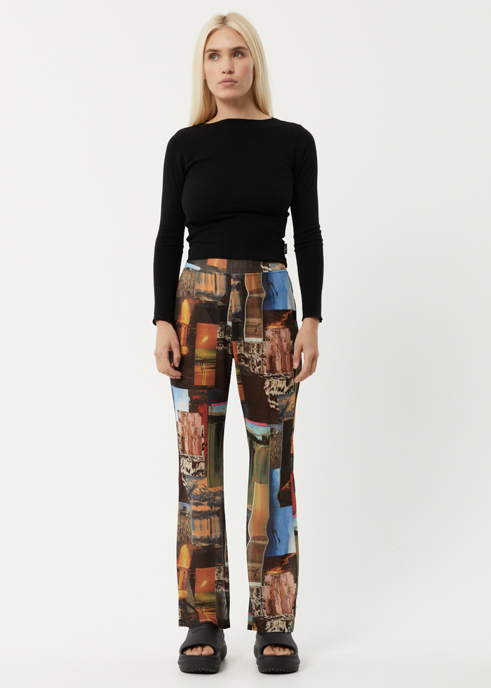 Afends Womens Boulevard - Recycled Sheer Flared Pants - Multi 