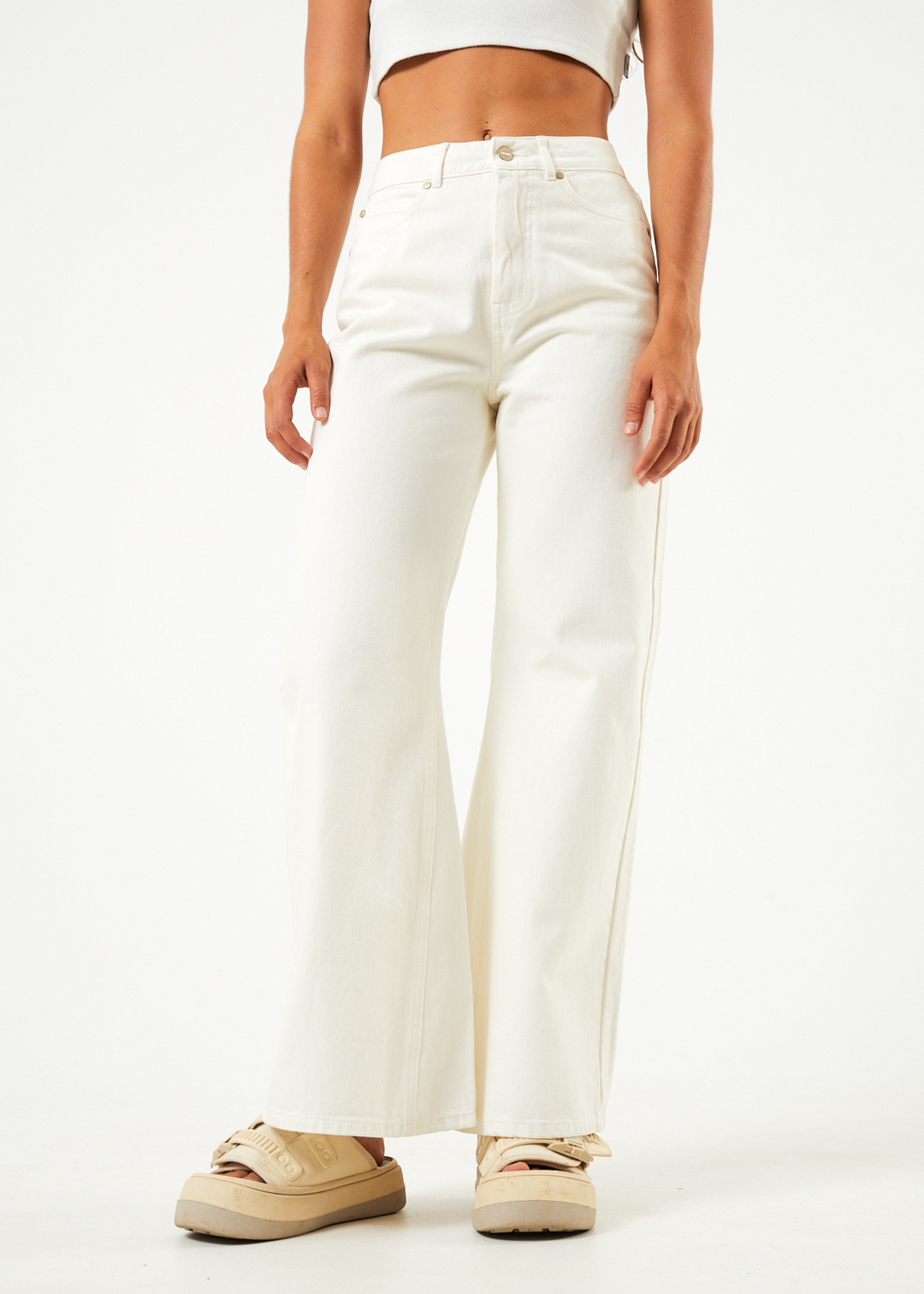 AFENDS Womens Gigi - Denim Flared Jeans - Off White 