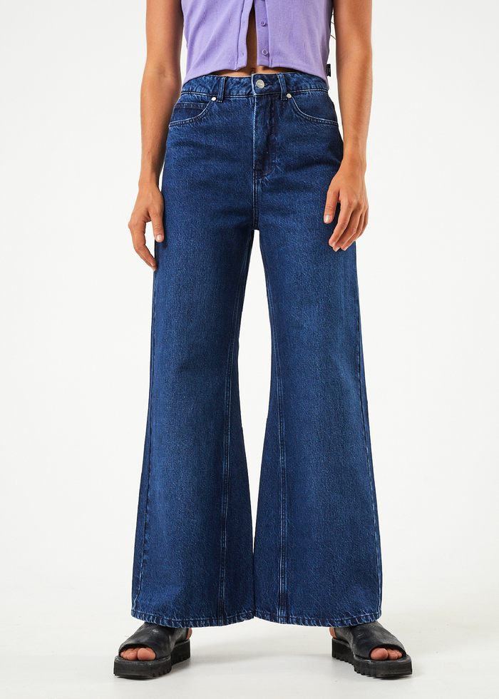 Afends Womens Gigi - Hemp Denim Flared Jeans - Original Rinse 