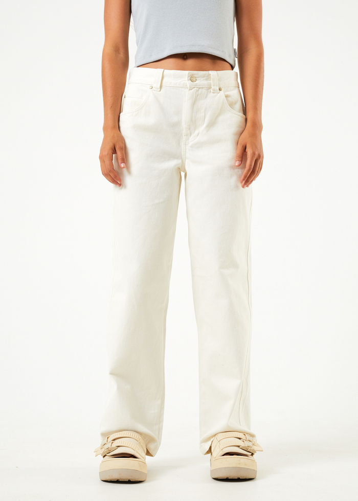 Afends Womens Bella - Organic Denim Baggy Jeans - Off White 