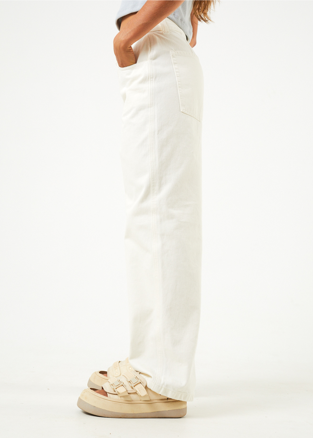 AFENDS Womens Bella - Denim Baggy Jeans - Off White 