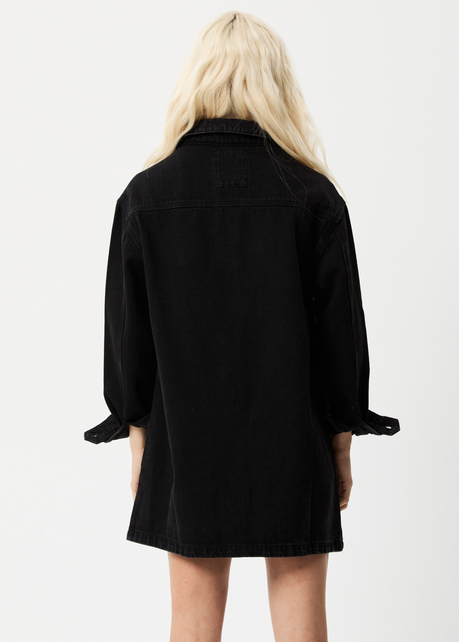 Tori Women s Organic Denim Dress Washed Black Afends AU