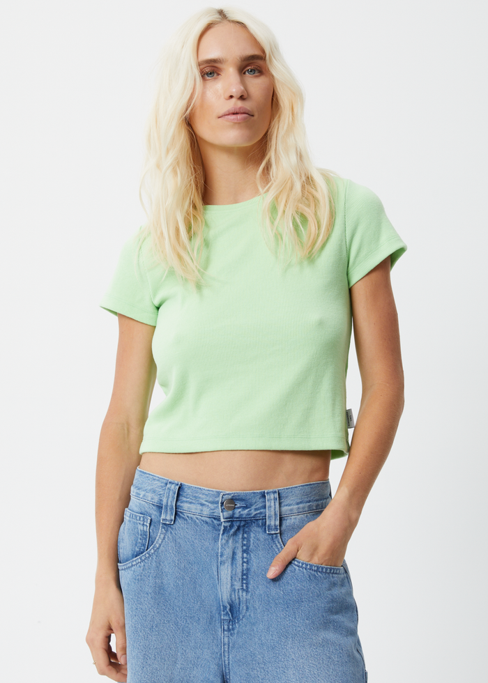 Afends Womens Faith - Hemp Ribbed T-Shirt - Lime Green 