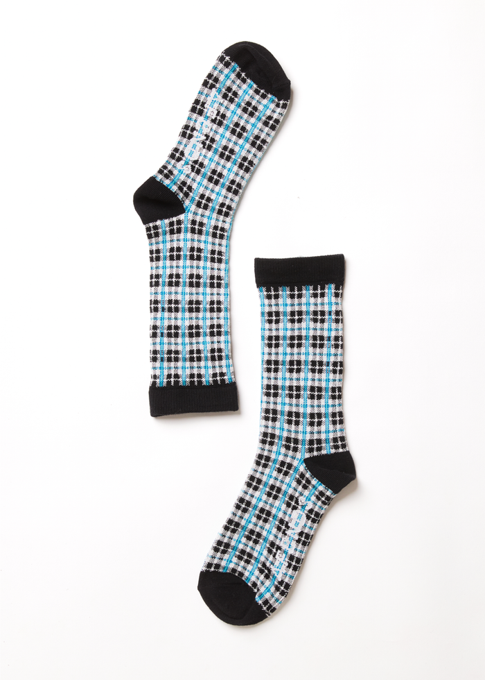 Afends Unisex Checkers - Recycled Crew Socks - Black 