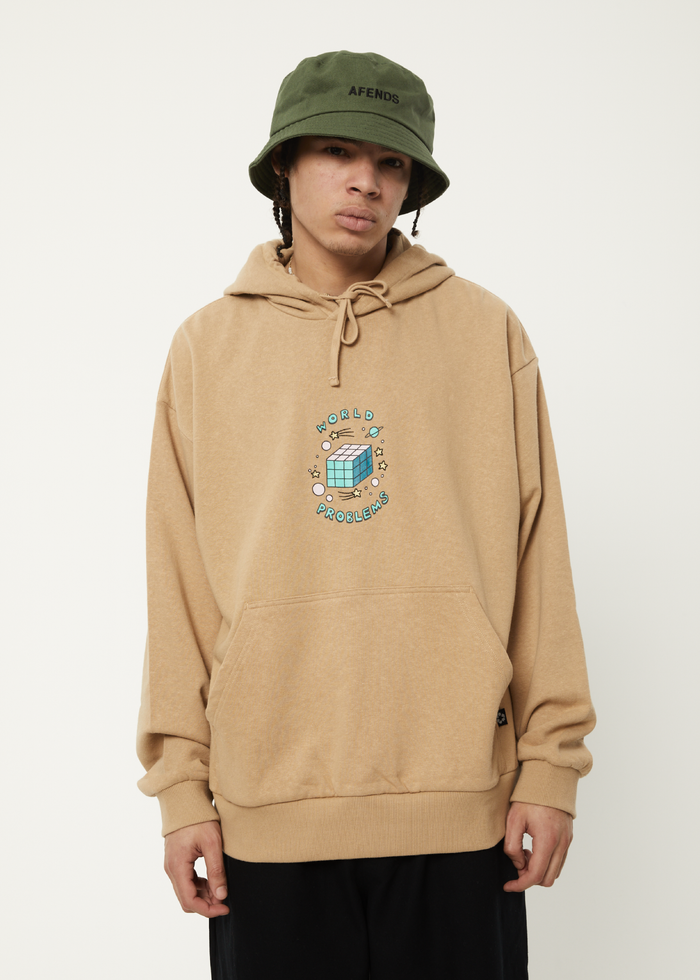Afends Mens World Problems - Recycled Hoodie - Tan 