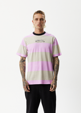 Afends Mens Space - Striped Retro Logo T-Shirt - Candy Stripe - Afends mens space   striped retro logo t shirt   candy stripe 