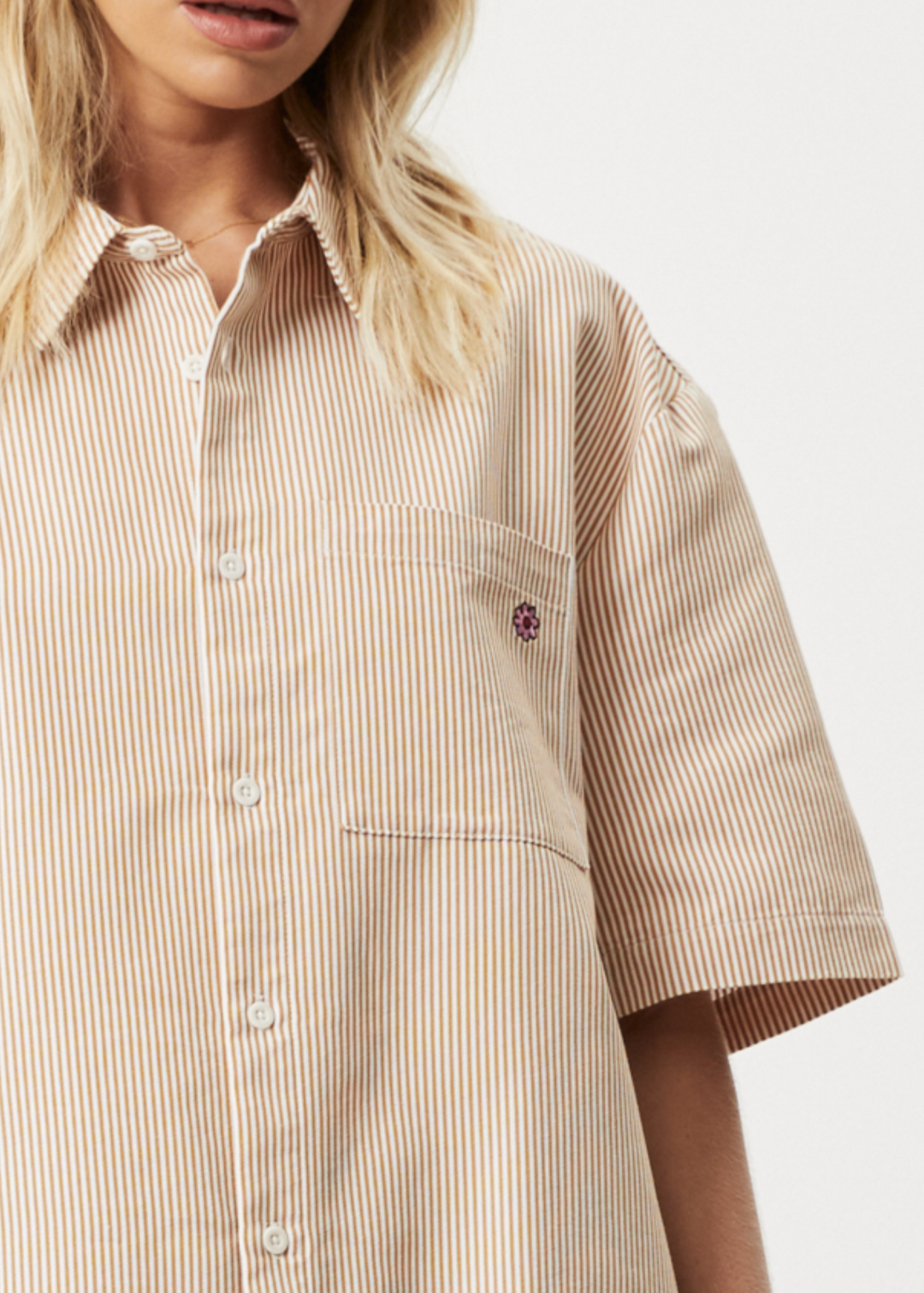 AFENDS Unisex Night Shade - Short Sleeve Shirt - White Stripe 