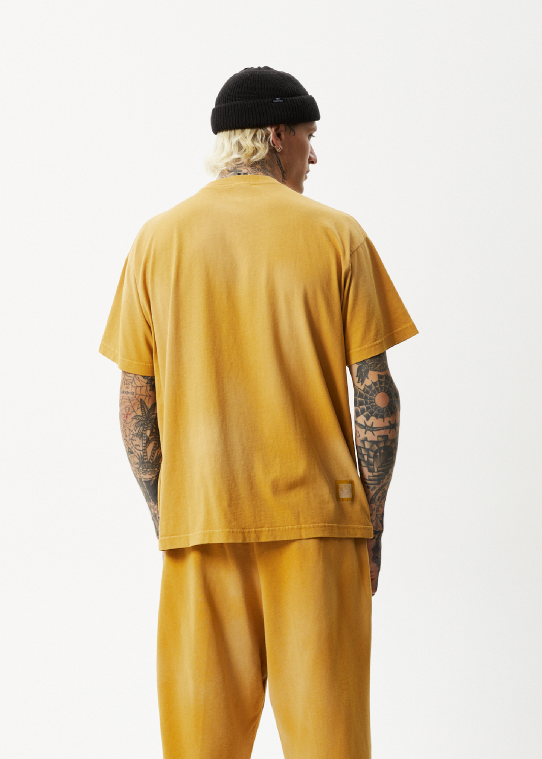 AFENDS Unlimited - Boxy Logo T-Shirt - Worn Mustard 