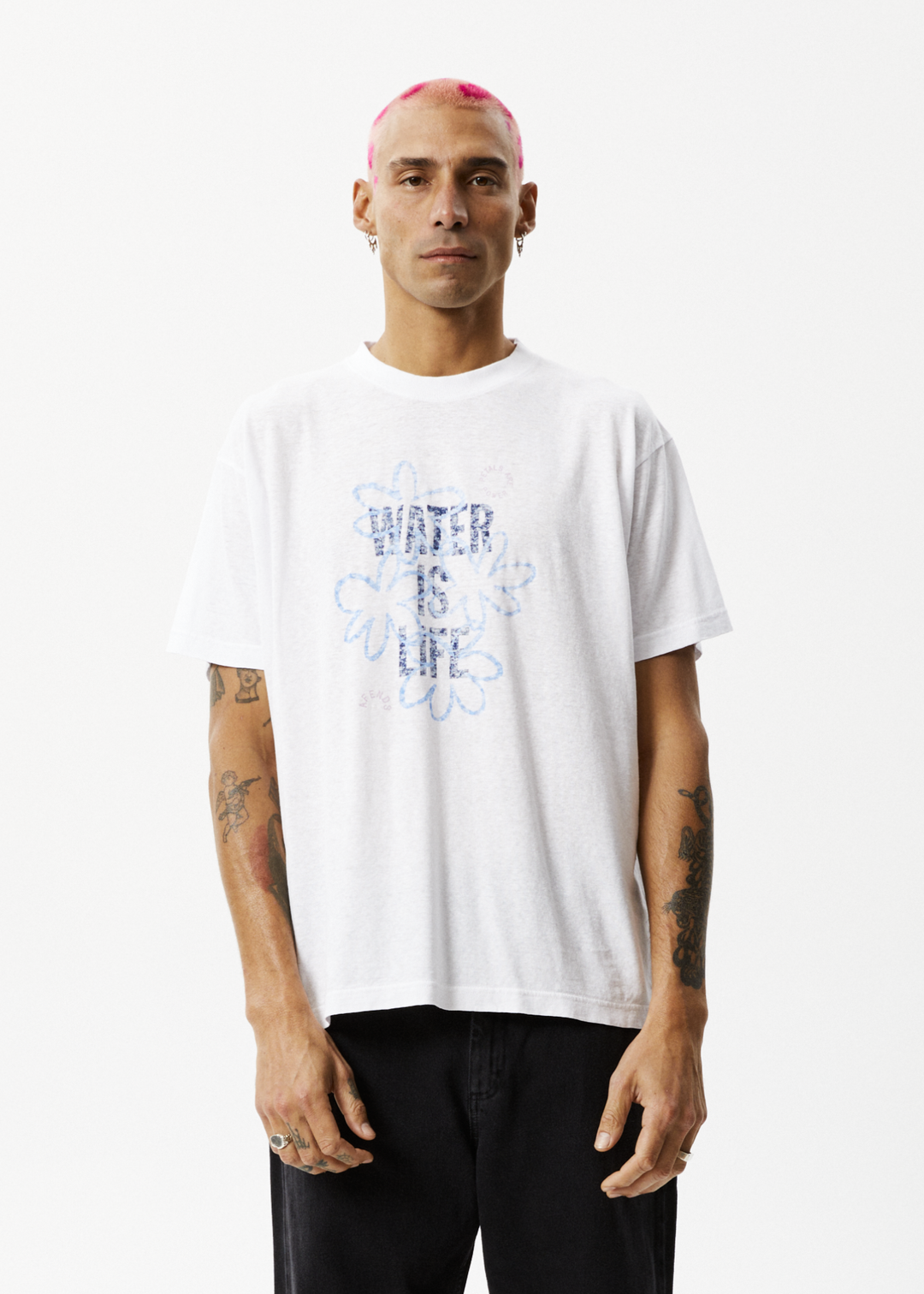 AFENDS Mens Waterfall - Boxy Graphic T-Shirt - White 