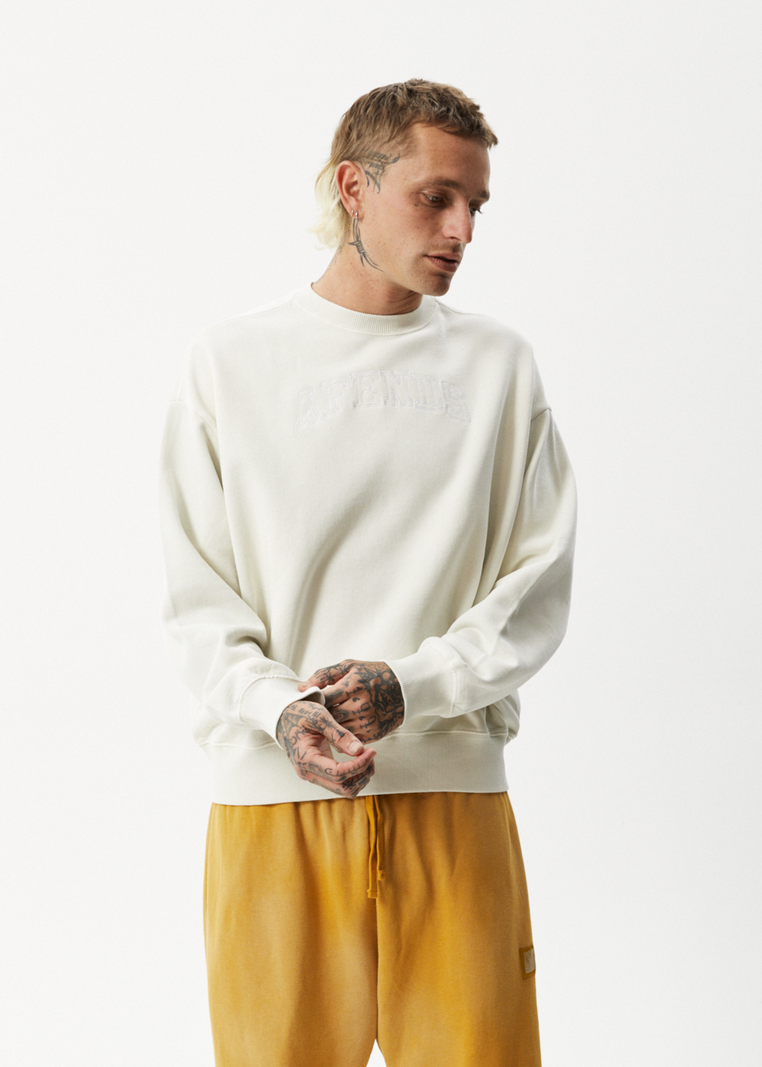 AFENDS Unlimited - Crew Neck Jumper - Worn White 