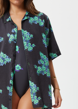 Afends Unisex House Of Darwin - Unisex Hemp Cuban Short Sleeve Shirt - Charcoal Floral - Afends unisex house of darwin   unisex hemp cuban short sleeve shirt   charcoal floral 