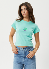 Afends Womens Create Not Destroy - Recycled Baby T-Shirt - Mint - Afends womens create not destroy   recycled baby t shirt   mint w225010 mit xs