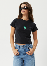 Afends Womens Create Not Destroy - Recycled Baby T-Shirt - Washed Black - Afends womens create not destroy   recycled baby t shirt   washed black 