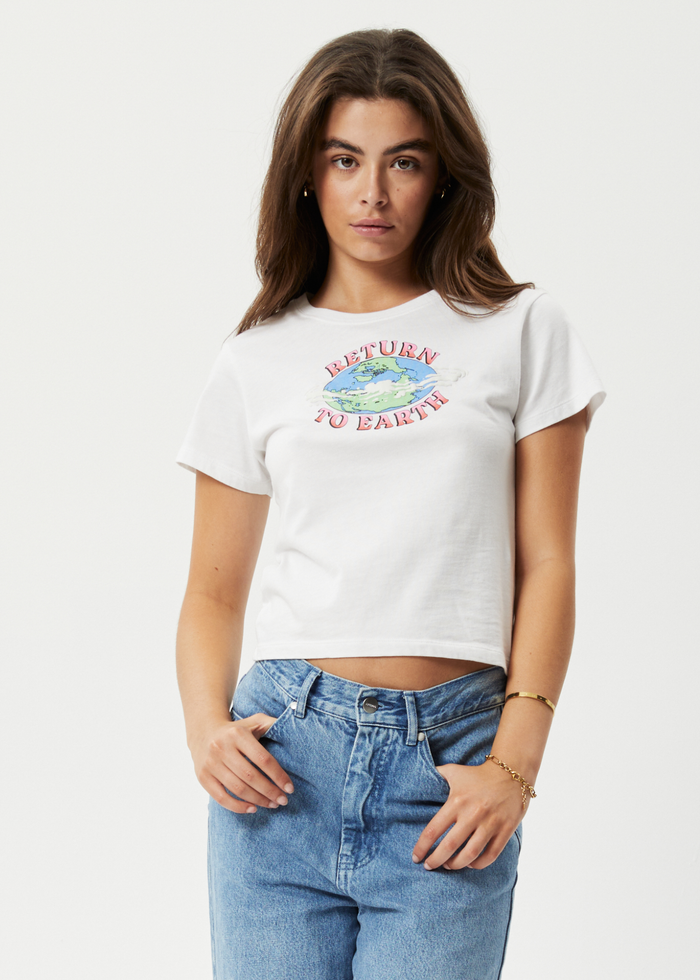 Afends Womens Return To Earth - Recycled Baby T-Shirt - White 