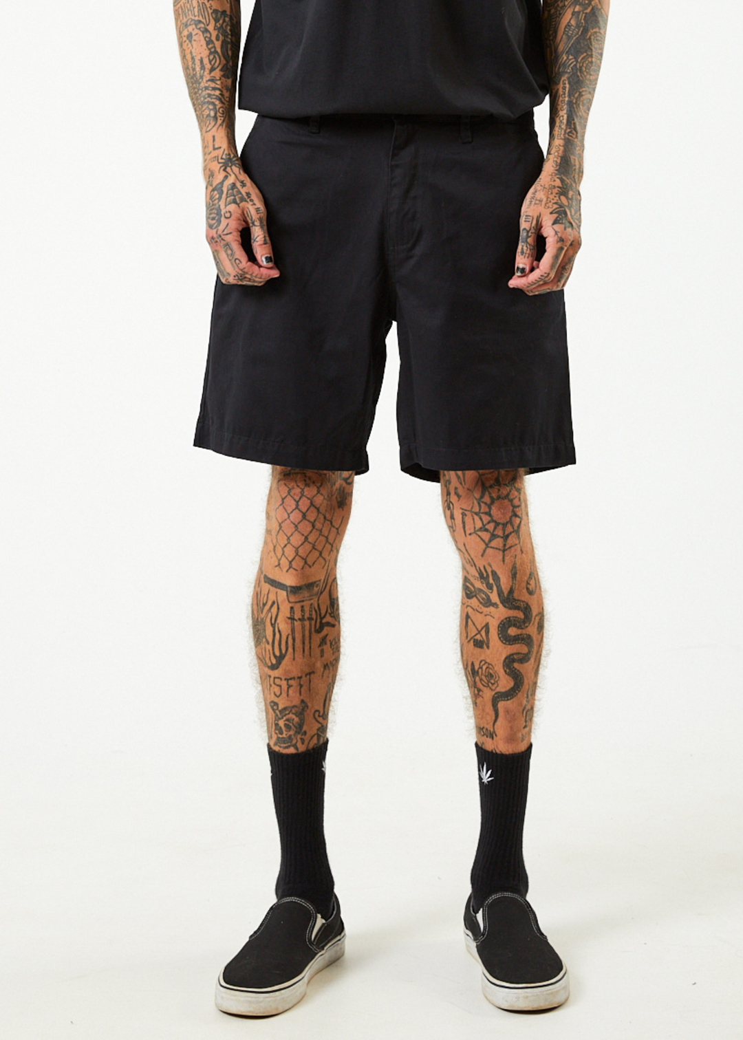 AFENDS Mens Ninety Twos - Chino Shorts - Black 