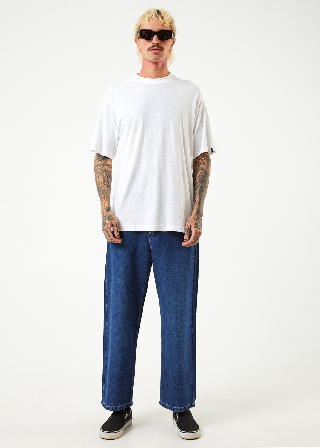 AFENDS Mens Pablo - Denim Baggy Jeans - Original Rinse 