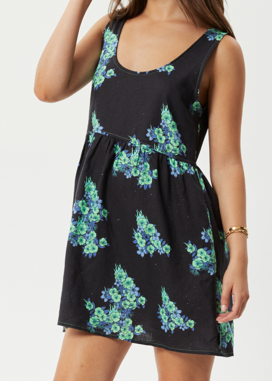AFENDS Womens House Of Darwin Jesse Mini Dress Charcoal Floral