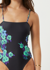Afends Womens House Of Darwin - Recycled One Piece Swimsuit - Charcoal Floral - Afends womens house of darwin   recycled one piece swimsuit   charcoal floral 