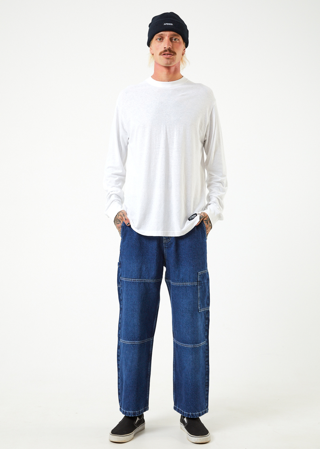 AFENDS Mens Richmond - Denim Baggy Carpenter Jeans - Original Rinse 