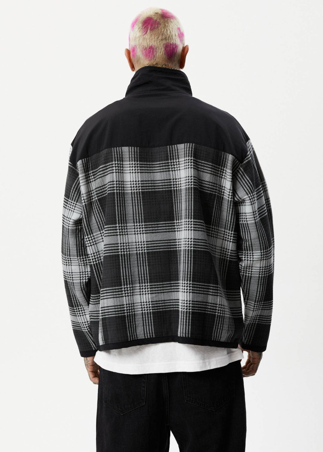 AFENDS Mens Nobody - Fleece Pullover - Black Check 