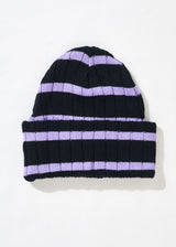 Afends Unisex Donnie - Hemp Knit Striped Beanie - Black - Afends unisex donnie   hemp knit striped beanie   black 