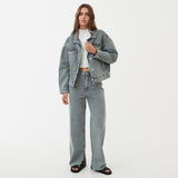 Afends Womens Innie - Organic Denim Jacket - Faded Steel - Afends womens innie   organic denim jacket   faded steel w223582 fds xs