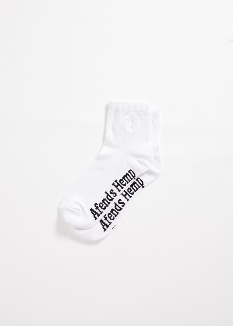 Afends Unisex Happy Hemp - Ankle Socks One Pack - White / White