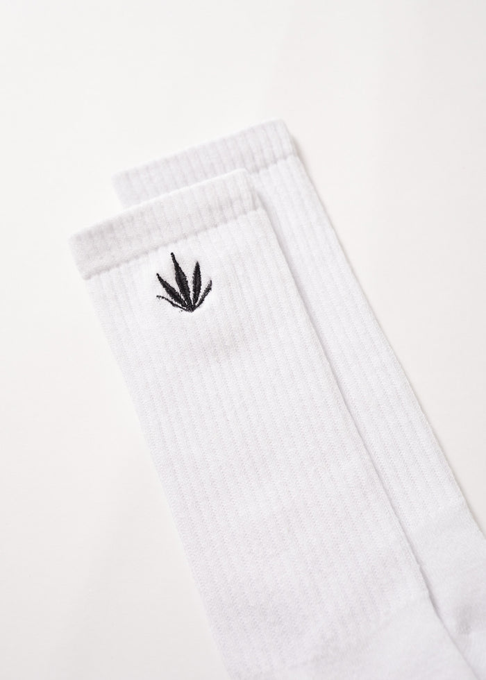 Afends Unisex Happy Hemp - Socks One Pack - White 