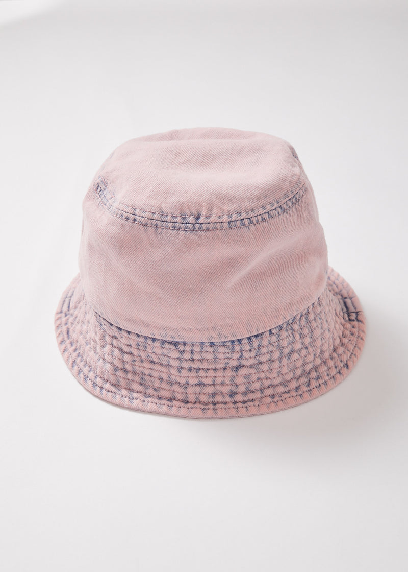 Afends Unisex Lucie - Hemp Washed Denim Bucket Hat - Vintage Pink