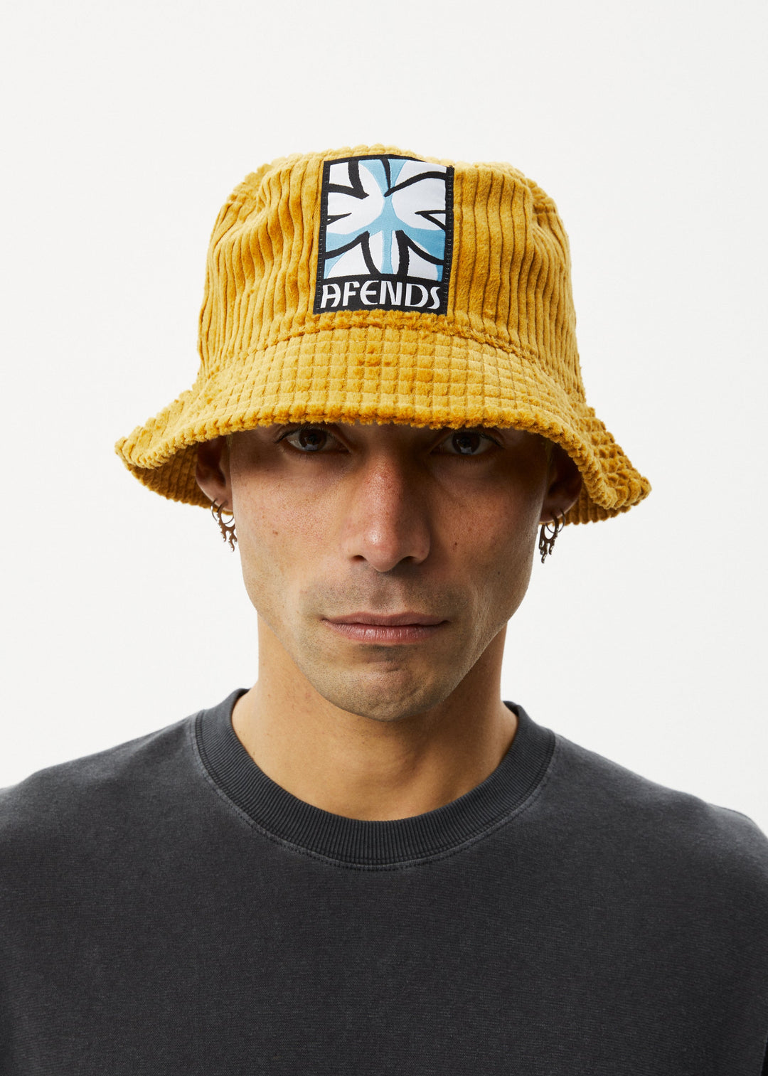 AFENDS Unisex Waterfall - Corduroy Bucket Hat - Mustard 