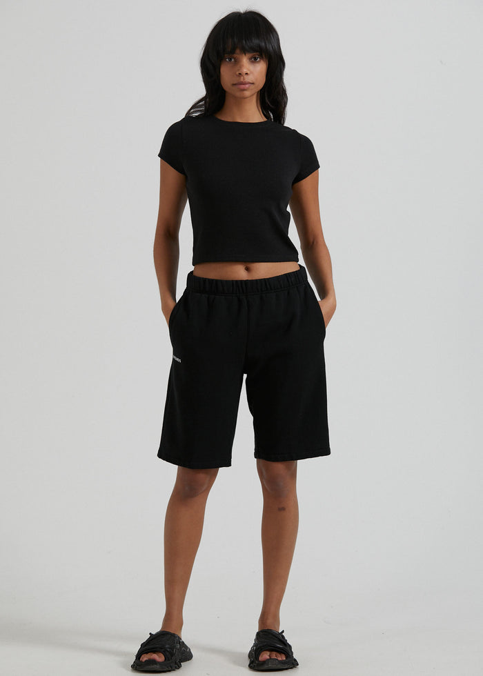 Afends Unisex Razor - Unisex Organic Sweat Shorts - Black 