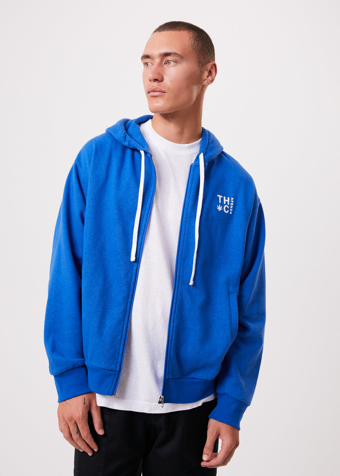 AFENDS Unisex Rolled Up - Unisex Zip Up Hoodie - Electric Blue U221507-EBL-XS