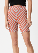 Afends Womens Operator - Recycled Ribbed Bike Shorts - Coral - Afends womens operator   recycled ribbed bike shorts   coral 