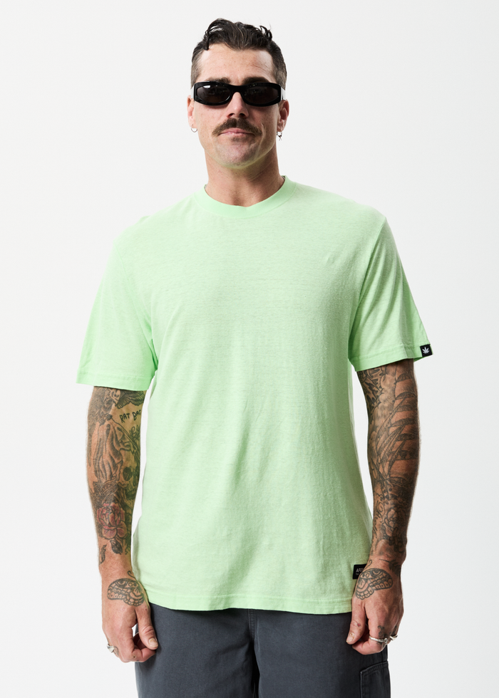 Afends Mens Classic - Hemp Retro T-Shirt - Lime Green 