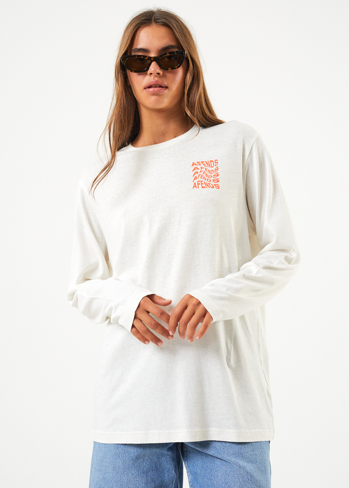 Afends Unisex Sleepy Hollow - Unisex Hemp Long Sleeve Graphic T-Shirt - Off White 
