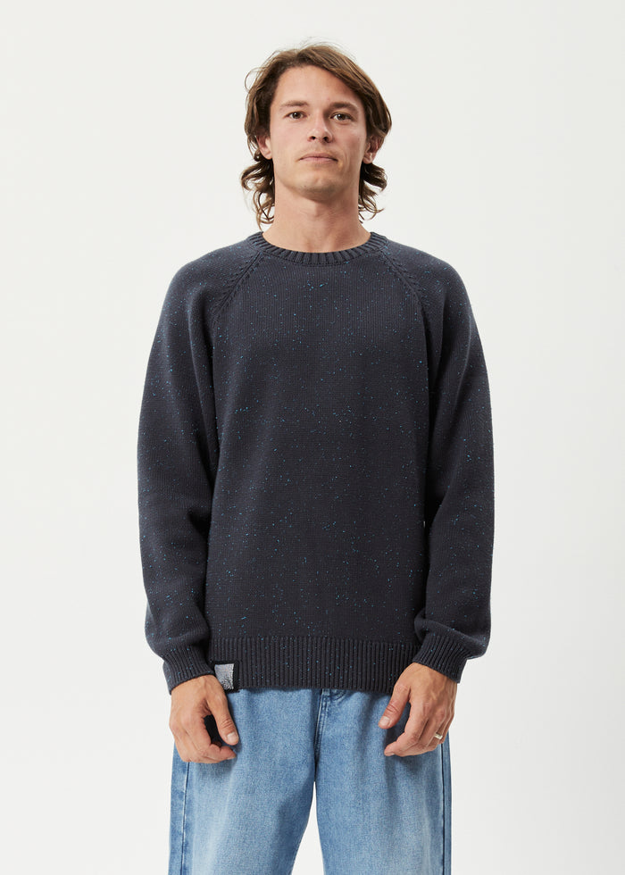 Afends Unisex Solace - Unisex Organic Knit Crew Neck Jumper - Charcoal 