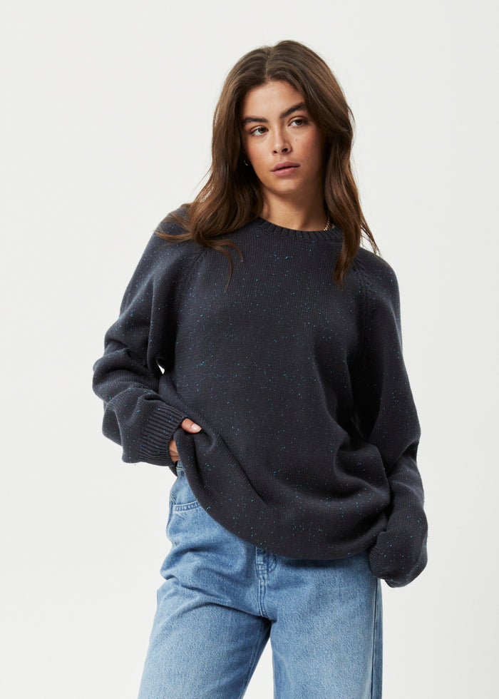 Afends Unisex Solace - Unisex Organic Knit Crew Neck Jumper - Charcoal 