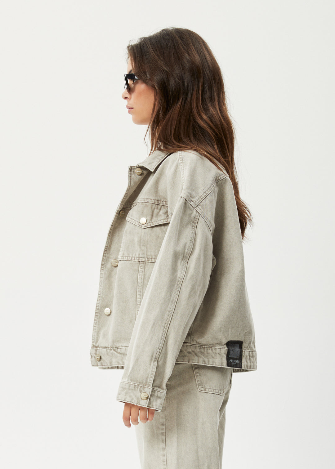 AFENDS Unisex Innie - Unisex Denim Jacket - Faded Cement 