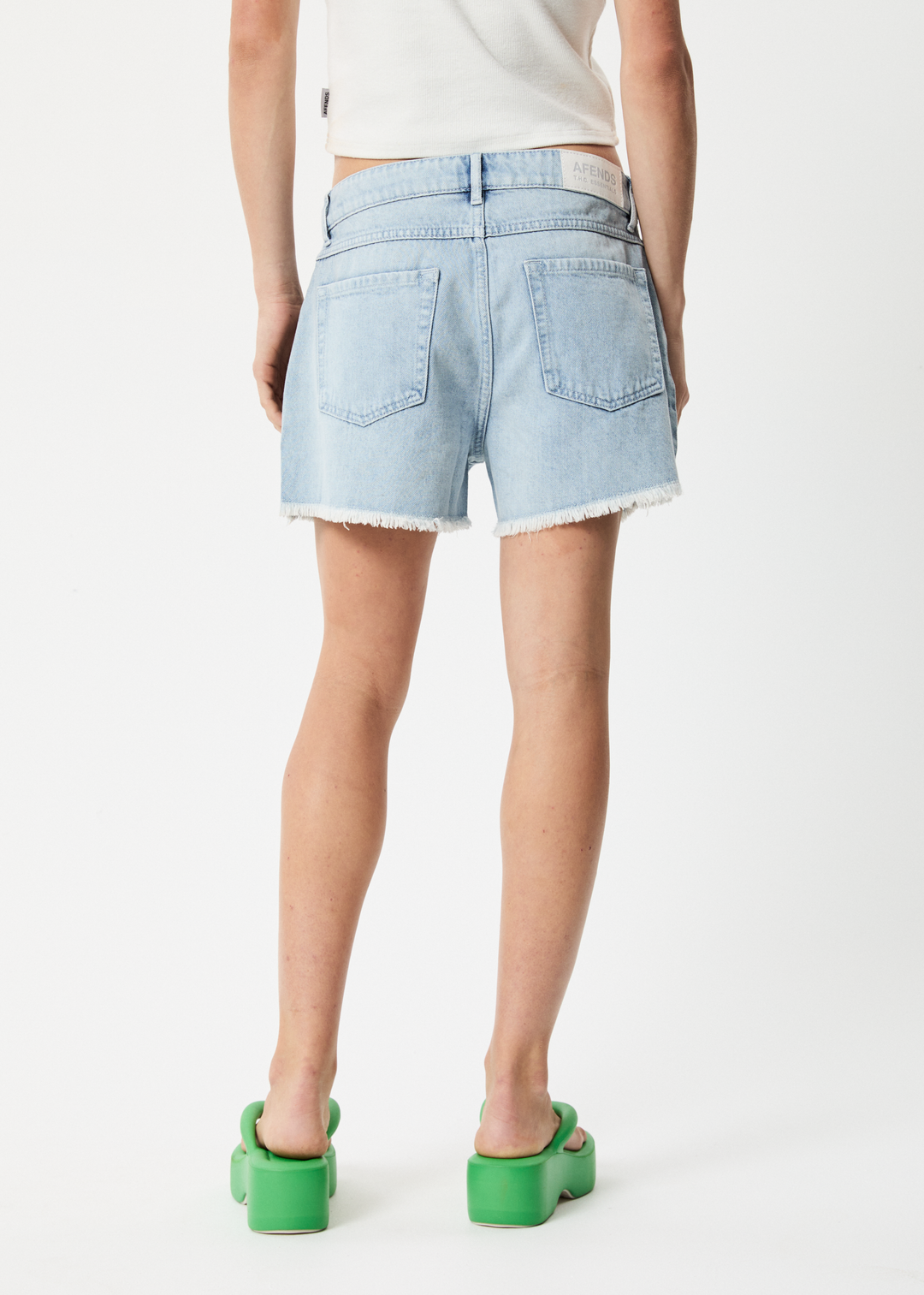 AFENDS Womens Isabella - Denim Low Rise Shorts - Vintage Blue 